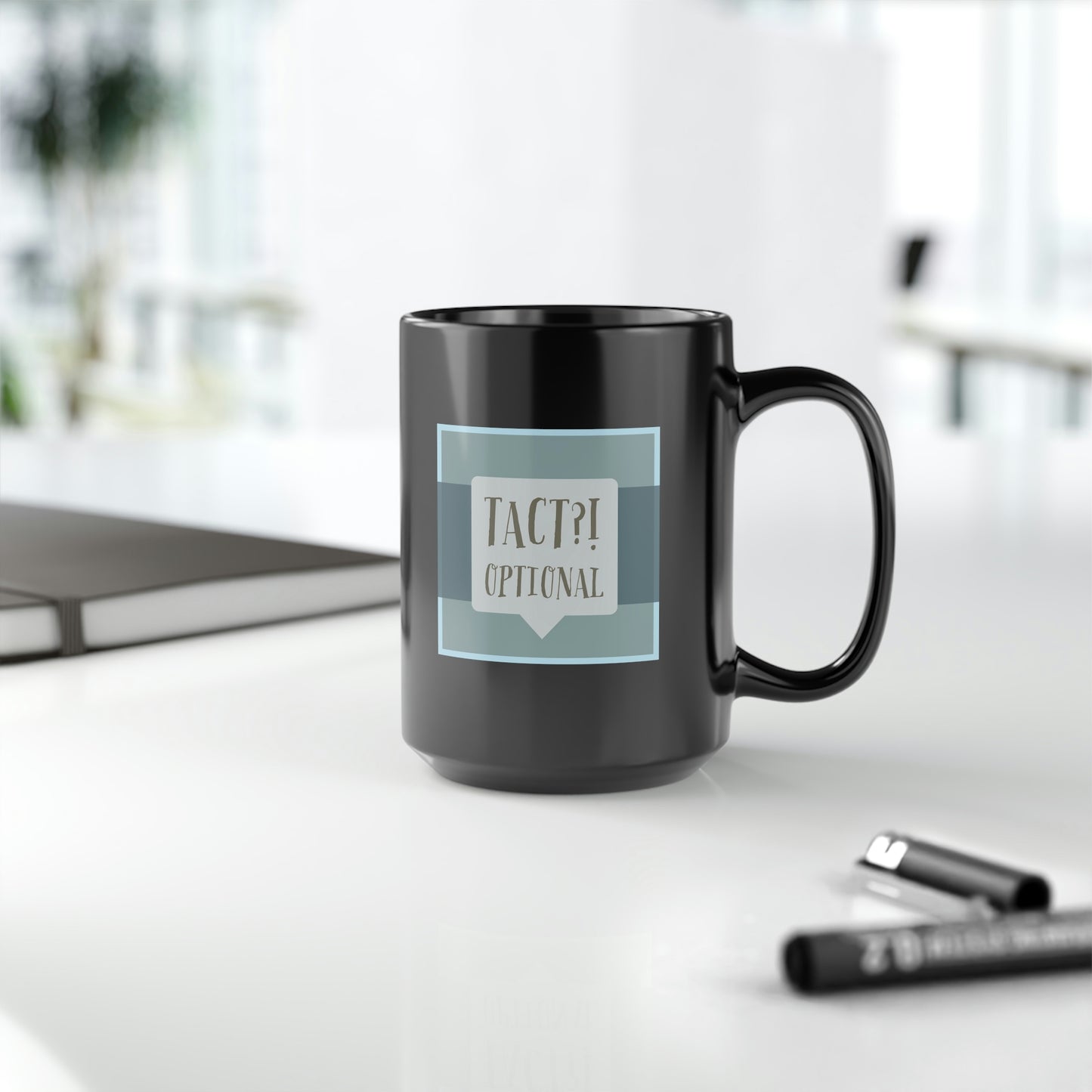 Tact Optional Black Mug, 15oz